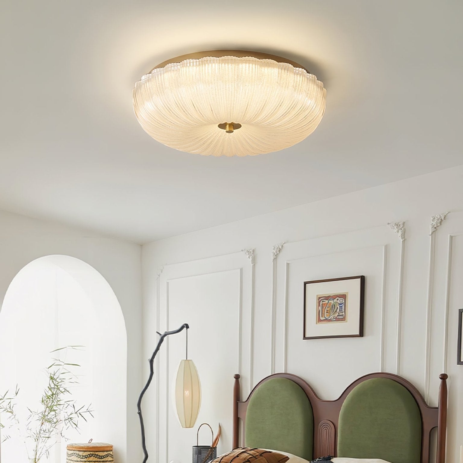 Nyra Ripple Glass Ceiling Light | Sleek Modern Glow OpalDwell