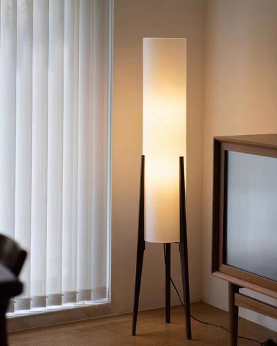 NovaOak Walnut Floor Lamp Solid Wood With Fabric Shade OpalDwell