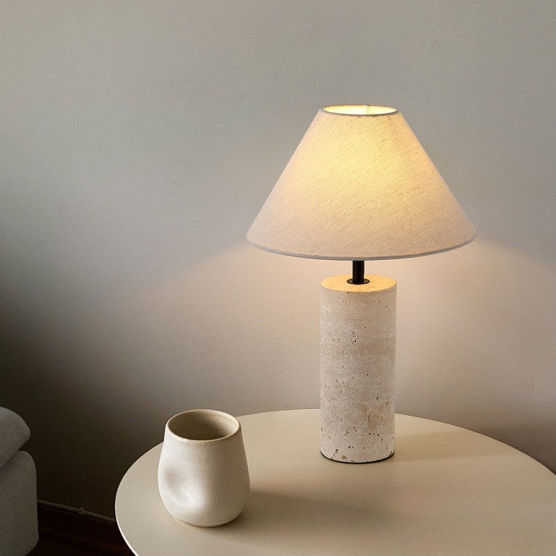Marble And Linen Accent Table Lamp - Modern Decorative Light - OpalDwell