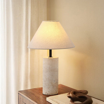 Marble And Linen Accent Table Lamp - Modern Decorative Light - OpalDwell