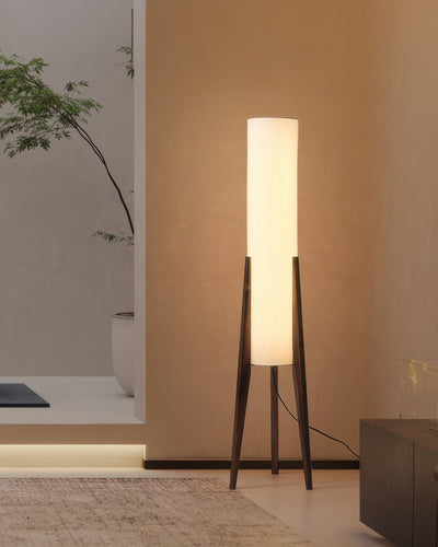 NovaOak Walnut Floor Lamp Solid Wood With Fabric Shade OpalDwell