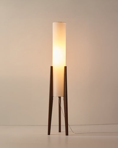 NovaOak Walnut Floor Lamp Solid Wood With Fabric Shade OpalDwell