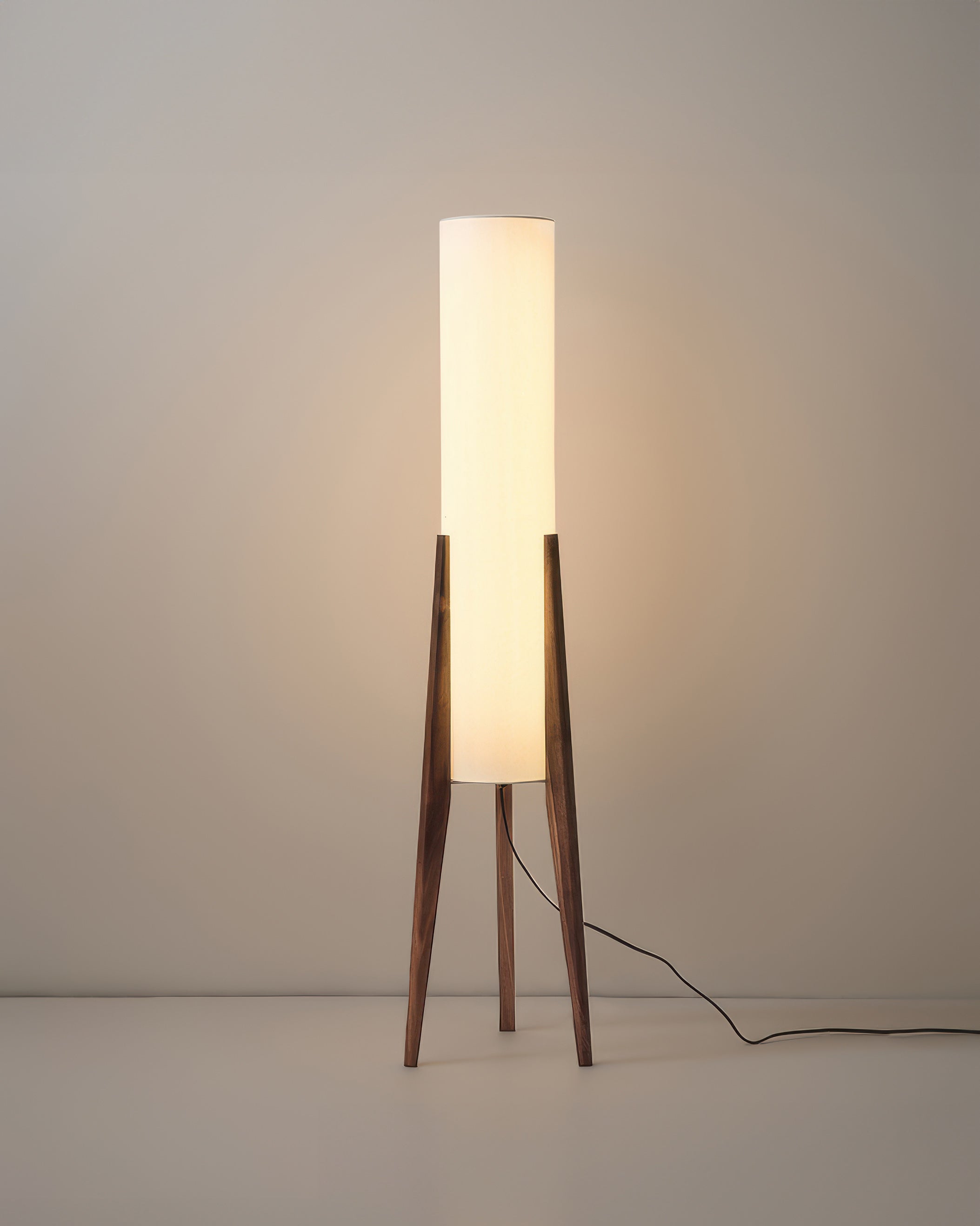 NovaOak Walnut Floor Lamp Solid Wood With Fabric Shade OpalDwell