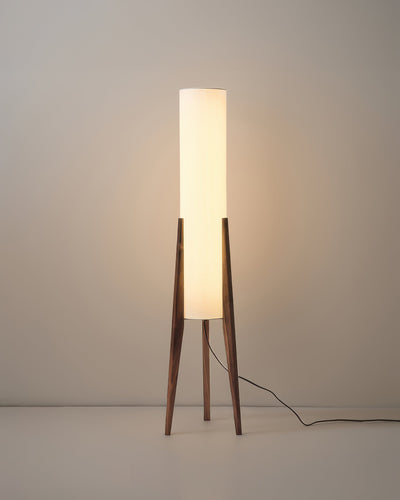 NovaOak Walnut Floor Lamp Solid Wood With Fabric Shade OpalDwell