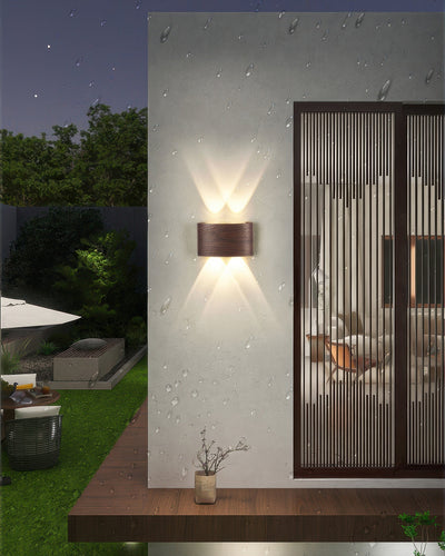 LumaVerde Woodgrain LED Outdoor Sconce Weather-Resistant - OpalDwell