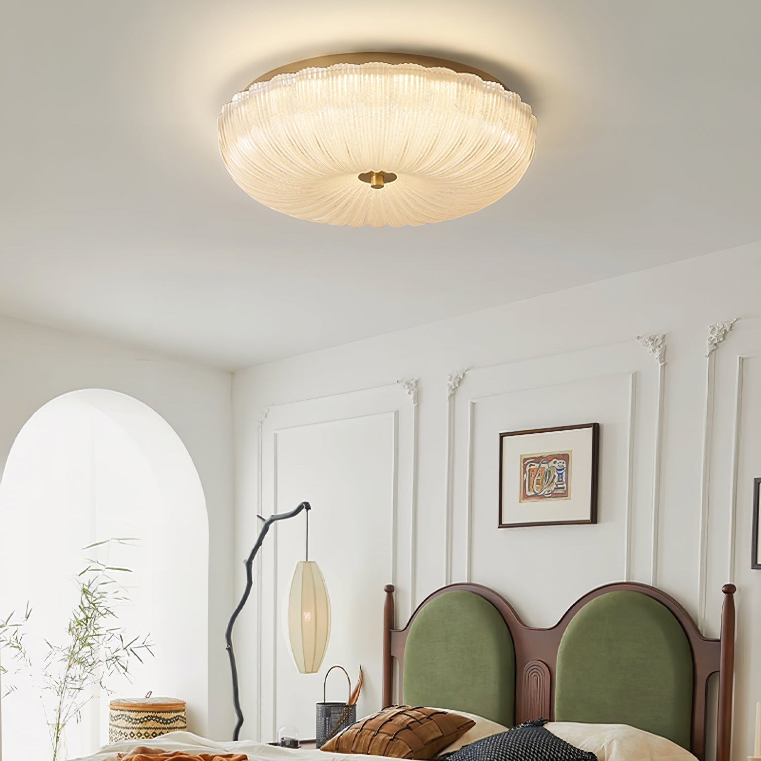 Nyra Ripple Glass Ceiling Light | Sleek Modern Glow OpalDwell