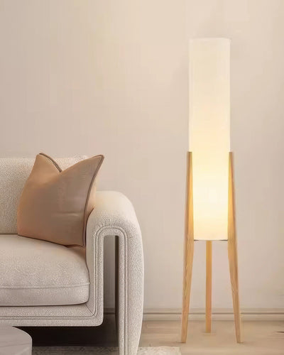 NovaOak Walnut Floor Lamp Solid Wood With Fabric Shade OpalDwell