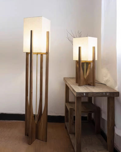 Caelum Solid Walnut Floor Lamp With Linen Shade for Living Rooms OpalDwell