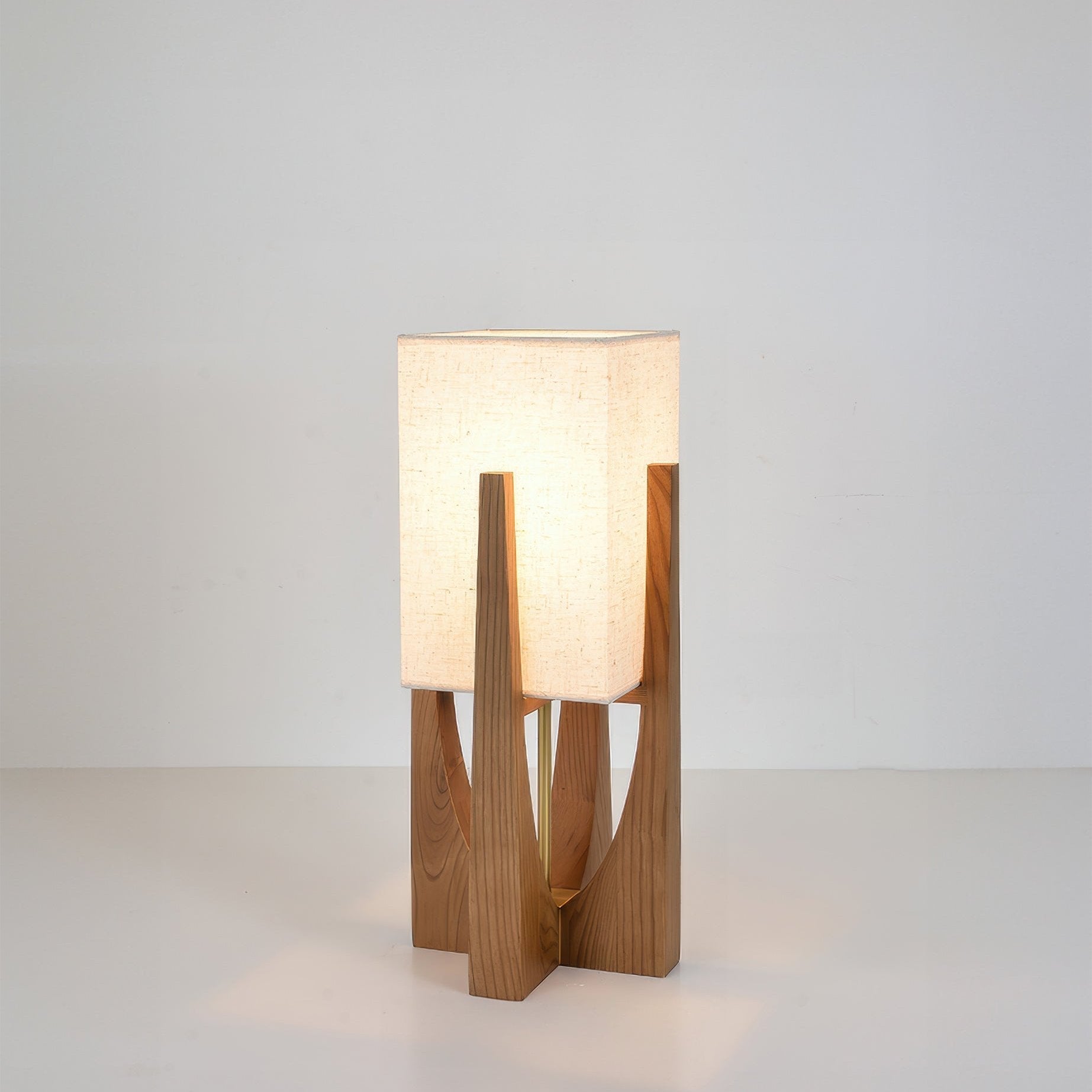 Caelum Solid Walnut Floor Lamp With Linen Shade for Living Rooms OpalDwell