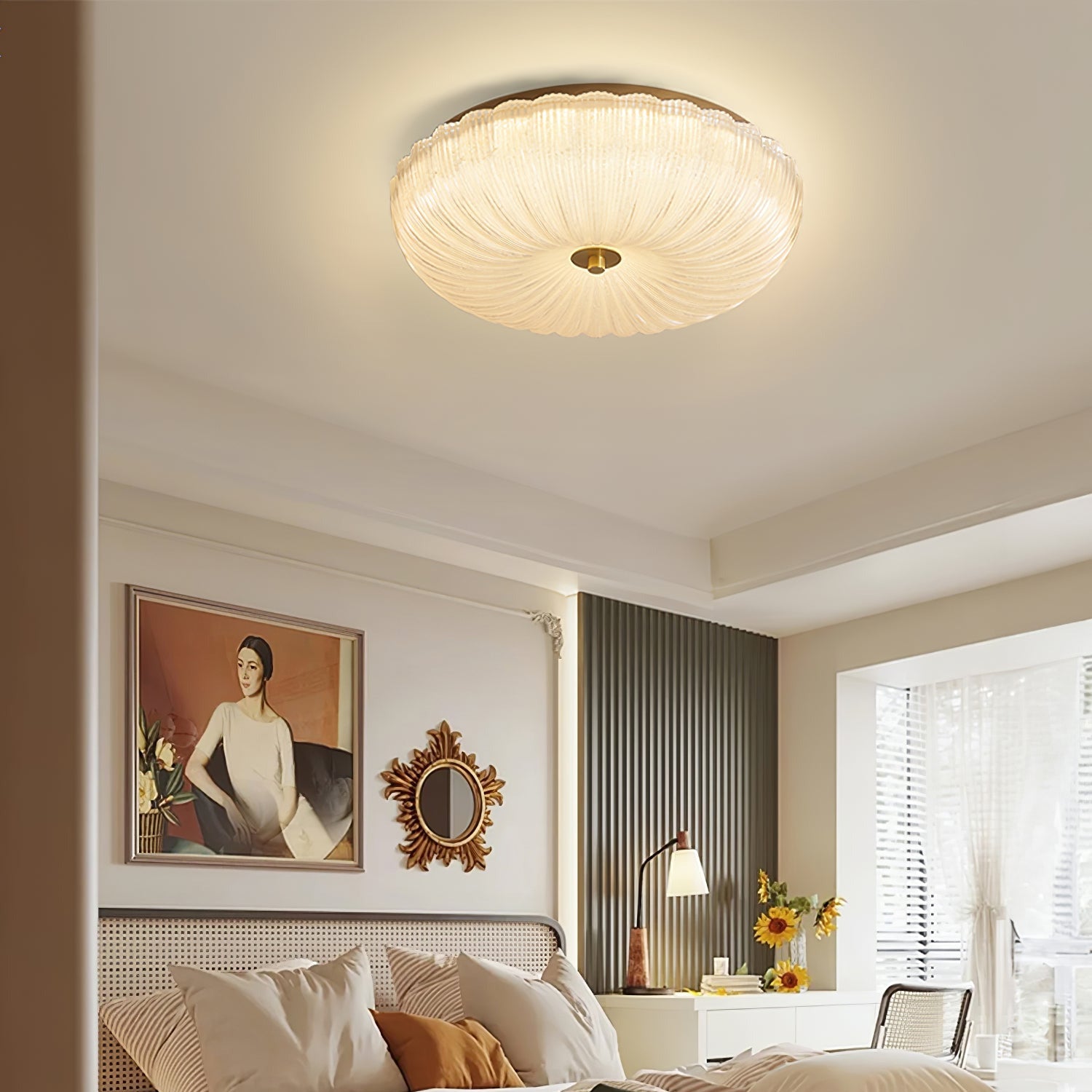Nyra Ripple Glass Ceiling Light | Sleek Modern Glow OpalDwell