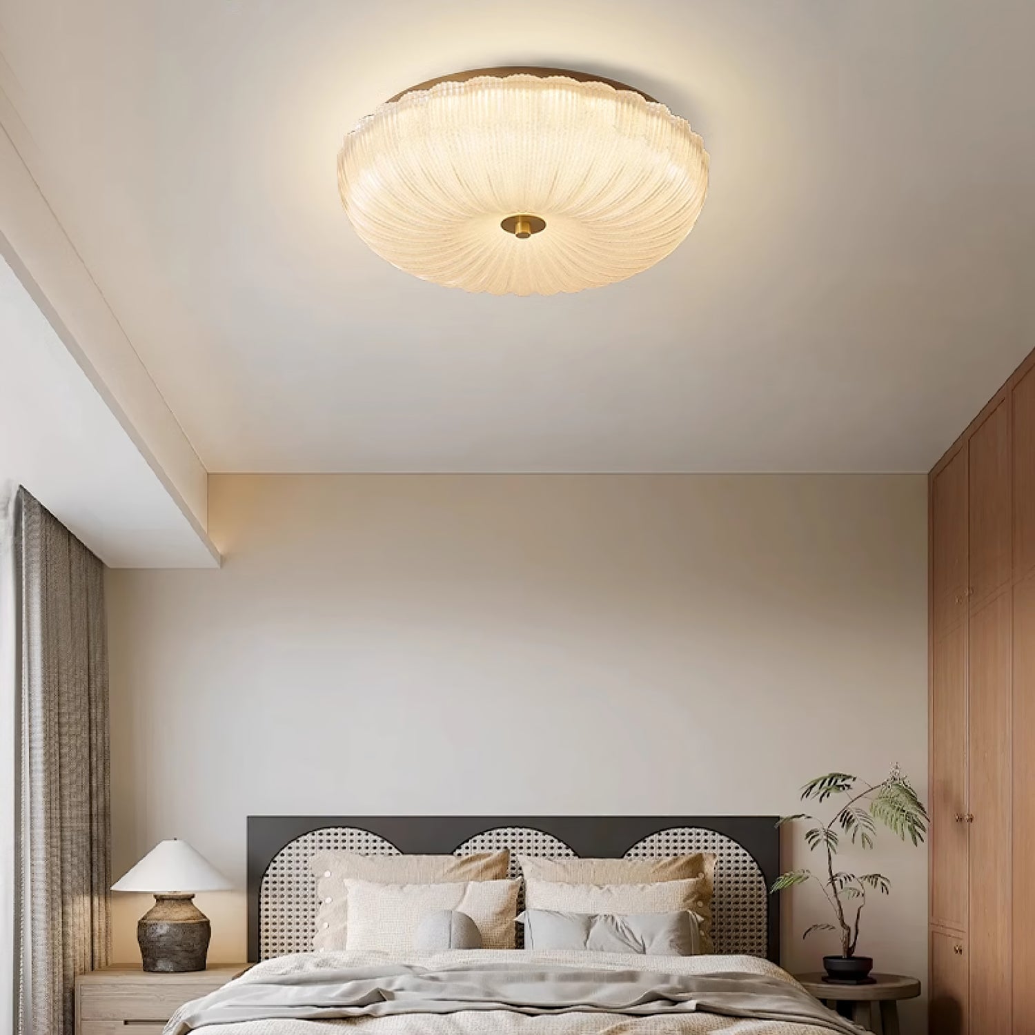 Nyra Ripple Glass Ceiling Light | Sleek Modern Glow OpalDwell