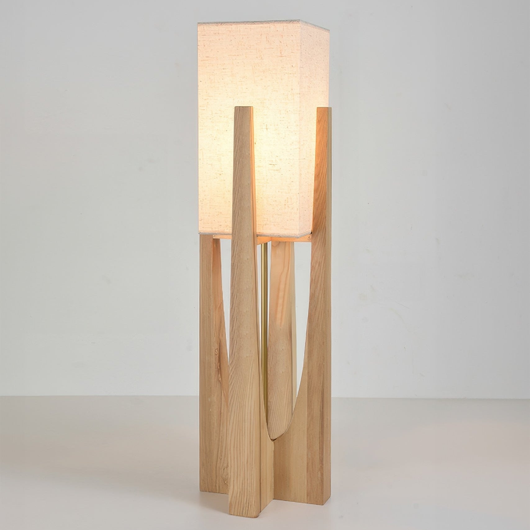 Caelum Solid Walnut Floor Lamp With Linen Shade for Living Rooms OpalDwell