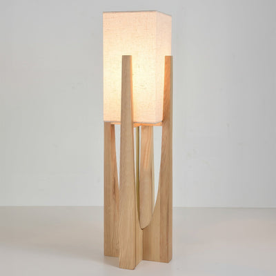 Caelum Solid Walnut Floor Lamp With Linen Shade for Living Rooms OpalDwell