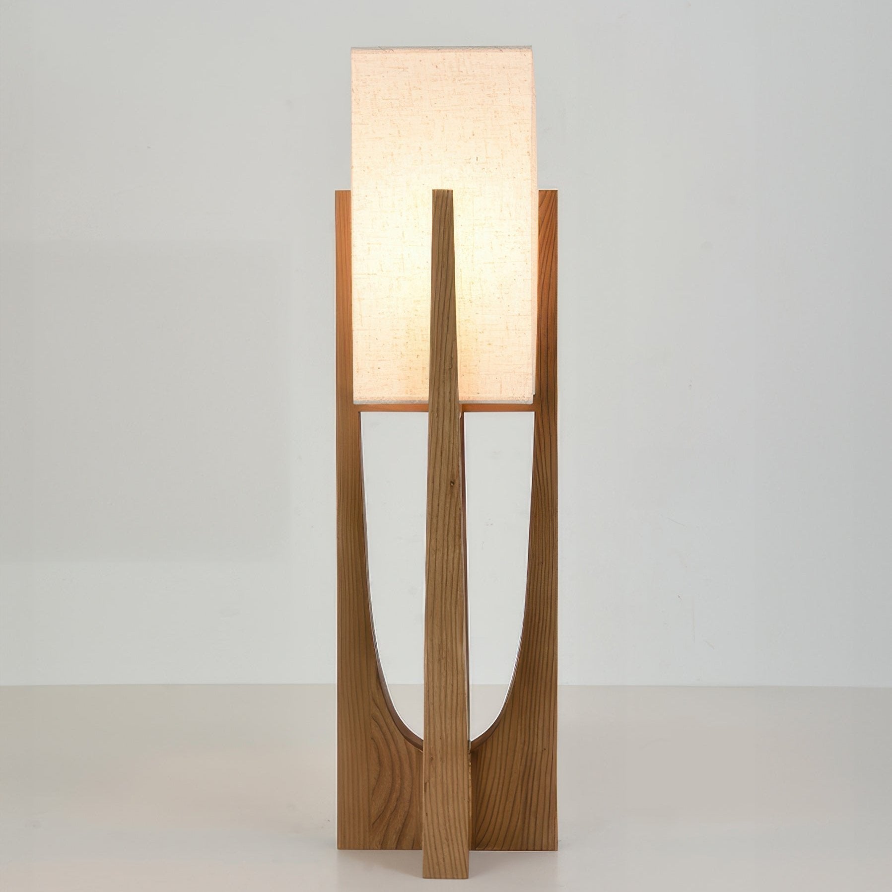 Caelum Solid Walnut Floor Lamp With Linen Shade for Living Rooms OpalDwell