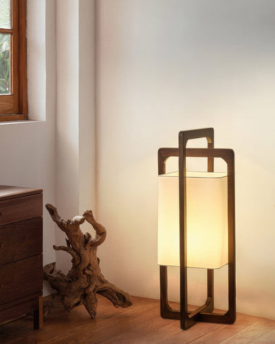 HikariZen Floor Lamp, Japanese Wood, Retro Zen Glow OpalDwell