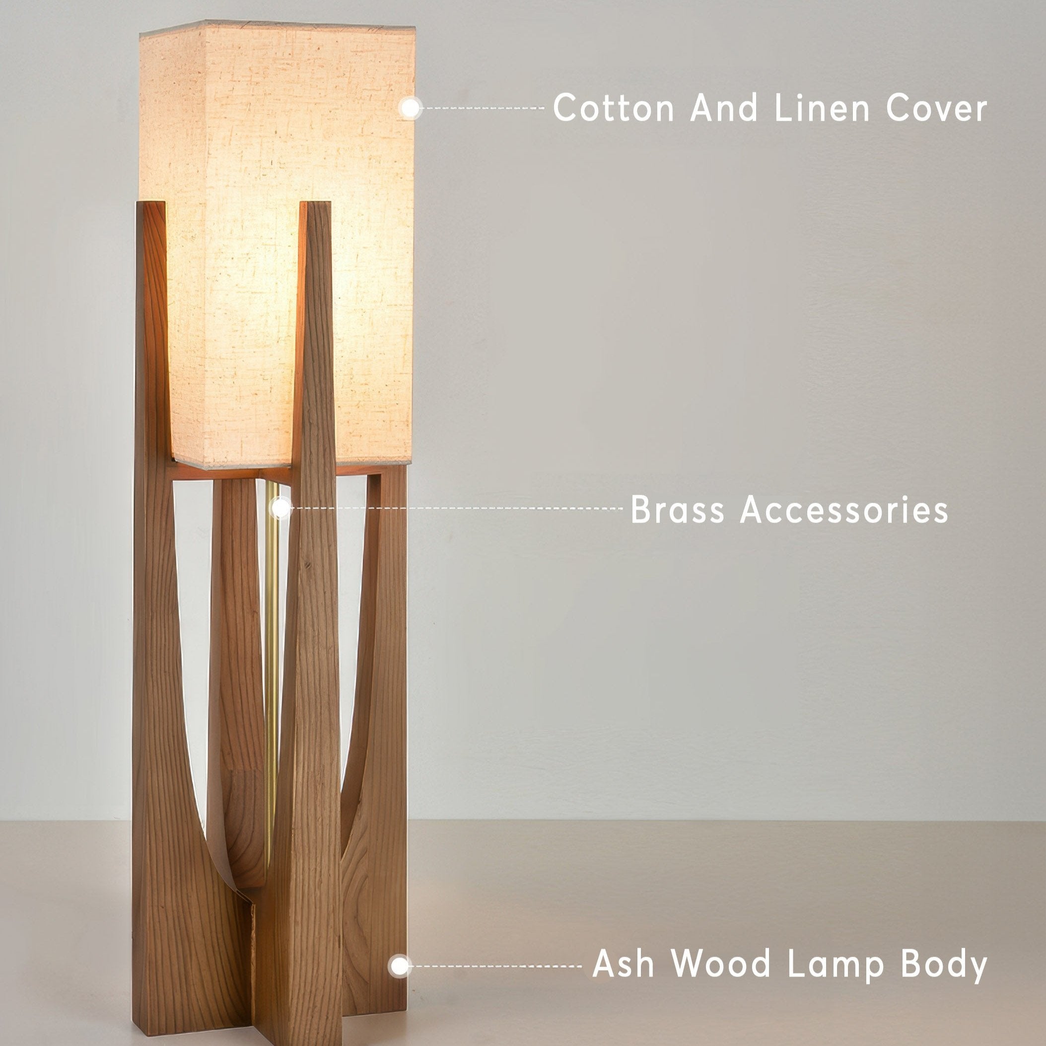 Caelum Solid Walnut Floor Lamp With Linen Shade for Living Rooms OpalDwell