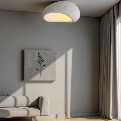 Wabi-Sabi Fabric Ceiling Lamp - Polyform & Resin | OpalDwell - OpalDwell