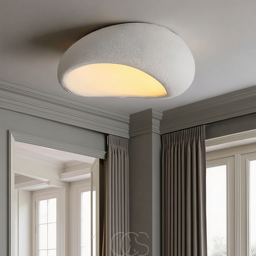 Wabi-Sabi Fabric Ceiling Lamp - Polyform & Resin | OpalDwell - OpalDwell