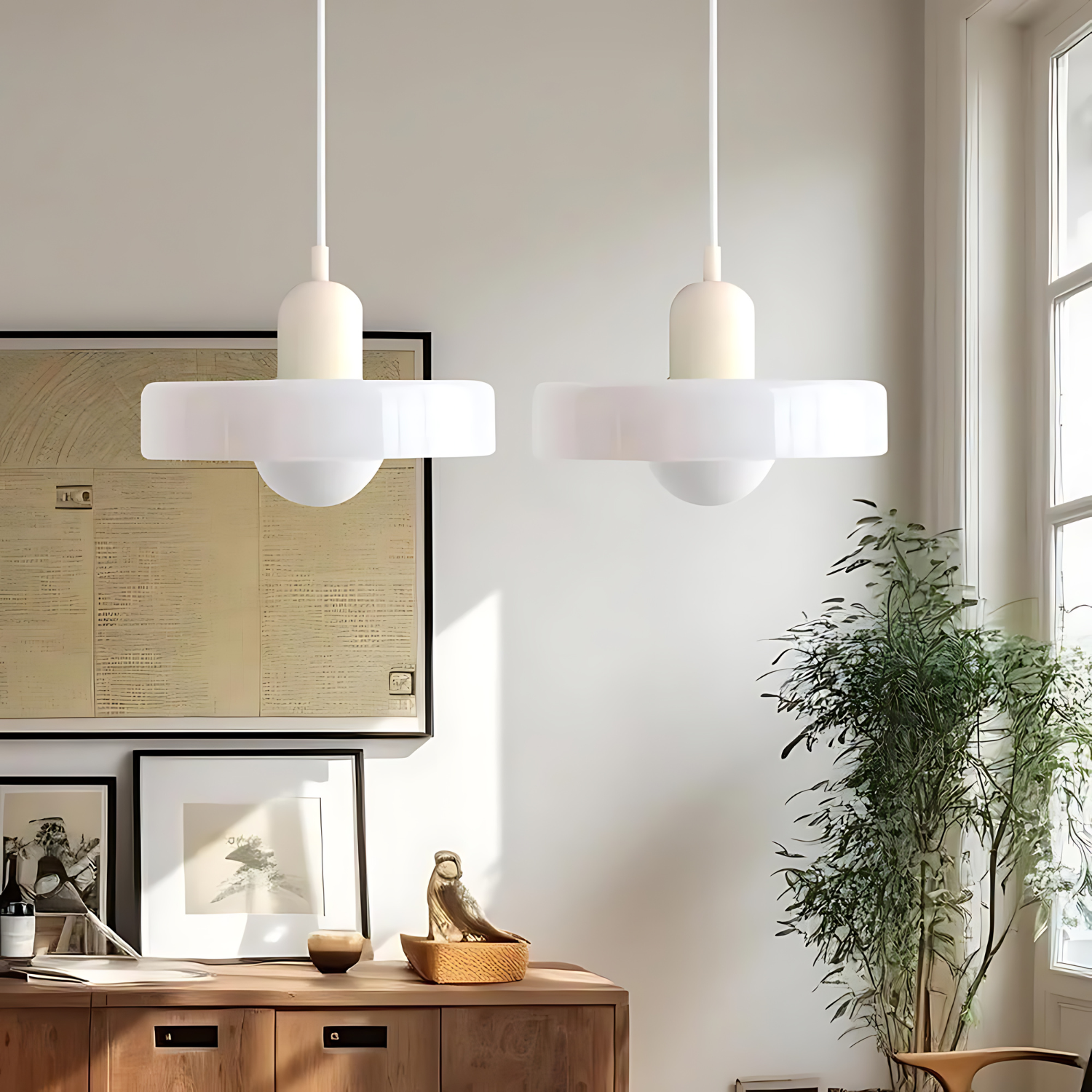 NovaHalo Ceiling Pendant Light With Opal Halo Shade Modern - OpalDwell