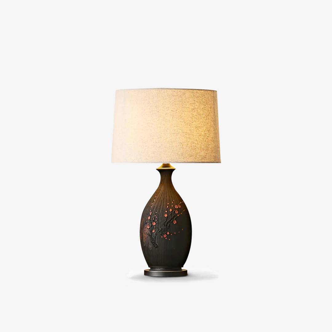 Ceramic Table Lamp With Linen Shade For Warm Ambient Living Room Lighting - OpalDwell