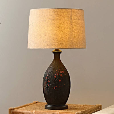 Ceramic Table Lamp With Linen Shade For Warm Ambient Living Room Lighting - OpalDwell