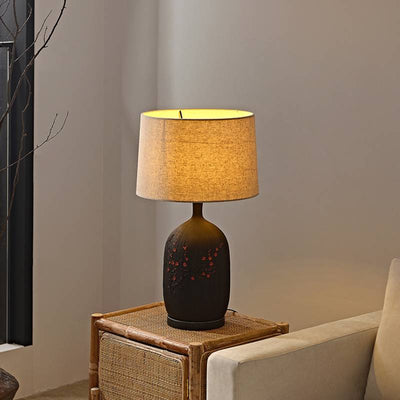 Ceramic Table Lamp With Linen Shade For Warm Ambient Living Room Lighting - OpalDwell