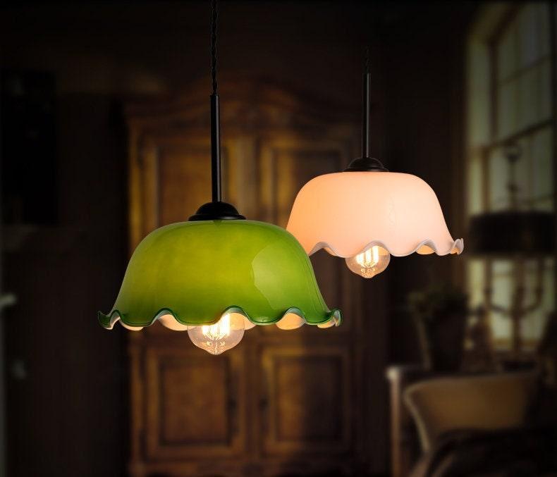 Aurelle | French Vintage Opaline Glass LED Pendant With Handkerchief-Style Shade, Bulb Included OpalDwell