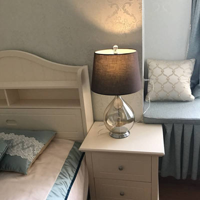 Glass Table Lamp With Fabric Shade For Modern Home Lighting - OpalDwell