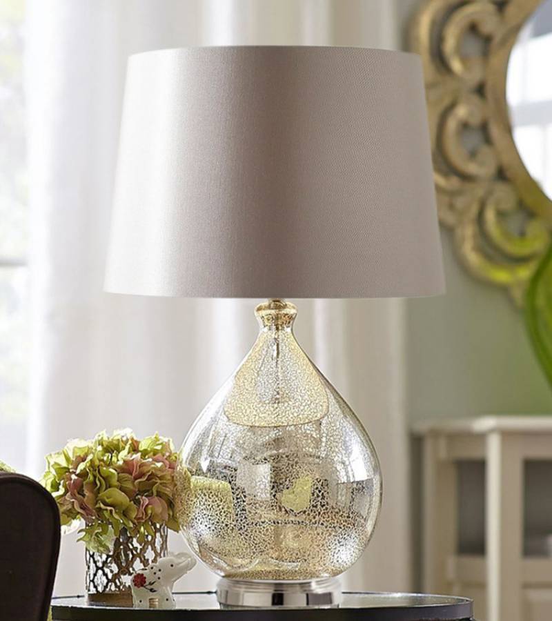 Glass Table Lamp With Fabric Shade For Modern Home Lighting - OpalDwell