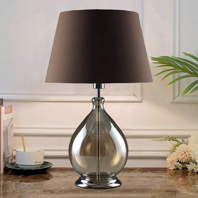 Glass Table Lamp With Fabric Shade For Modern Home Lighting - OpalDwell