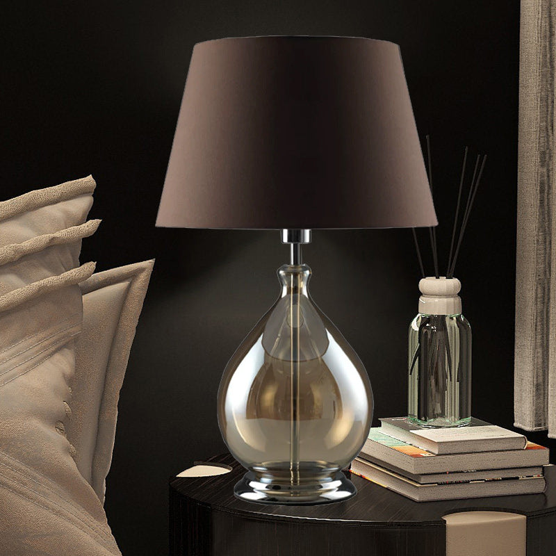 Glass Table Lamp With Fabric Shade For Modern Home Lighting - OpalDwell