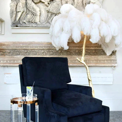 AstraLoom Ostrich Feather LED Floor Lamp with Adjustable Height and Soft Glow OpalDwell