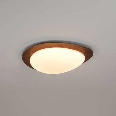NexaRipple Walnut Pebble Ceiling Light With Warm Glow - OpalDwell