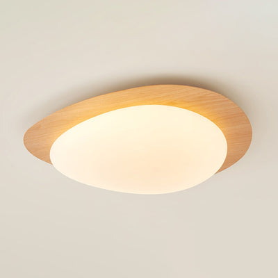 NexaRipple Walnut Pebble Ceiling Light With Warm Glow - OpalDwell