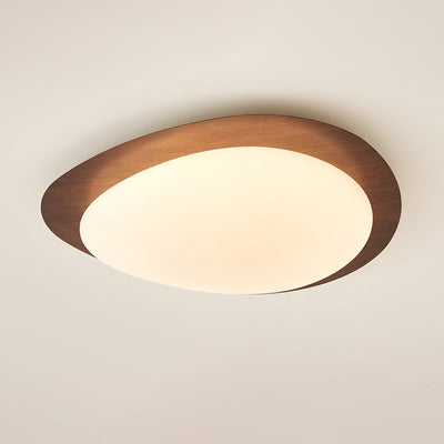 NexaRipple Walnut Pebble Ceiling Light With Warm Glow - OpalDwell