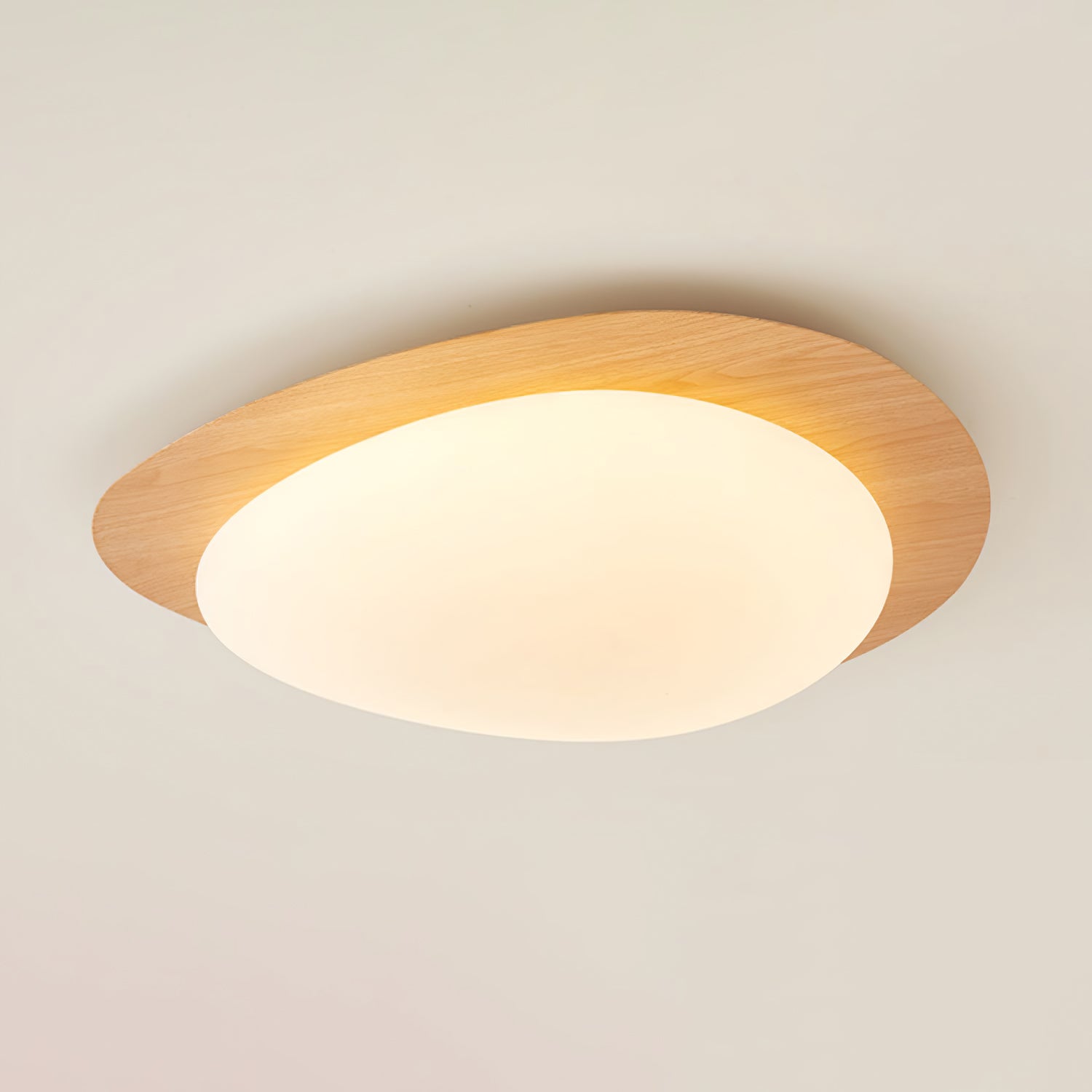NexaRipple Walnut Pebble Ceiling Light With Warm Glow - OpalDwell