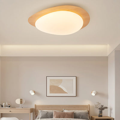 NexaRipple Walnut Pebble Ceiling Light With Warm Glow - OpalDwell