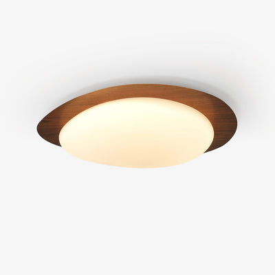 NexaRipple Walnut Pebble Ceiling Light With Warm Glow - OpalDwell