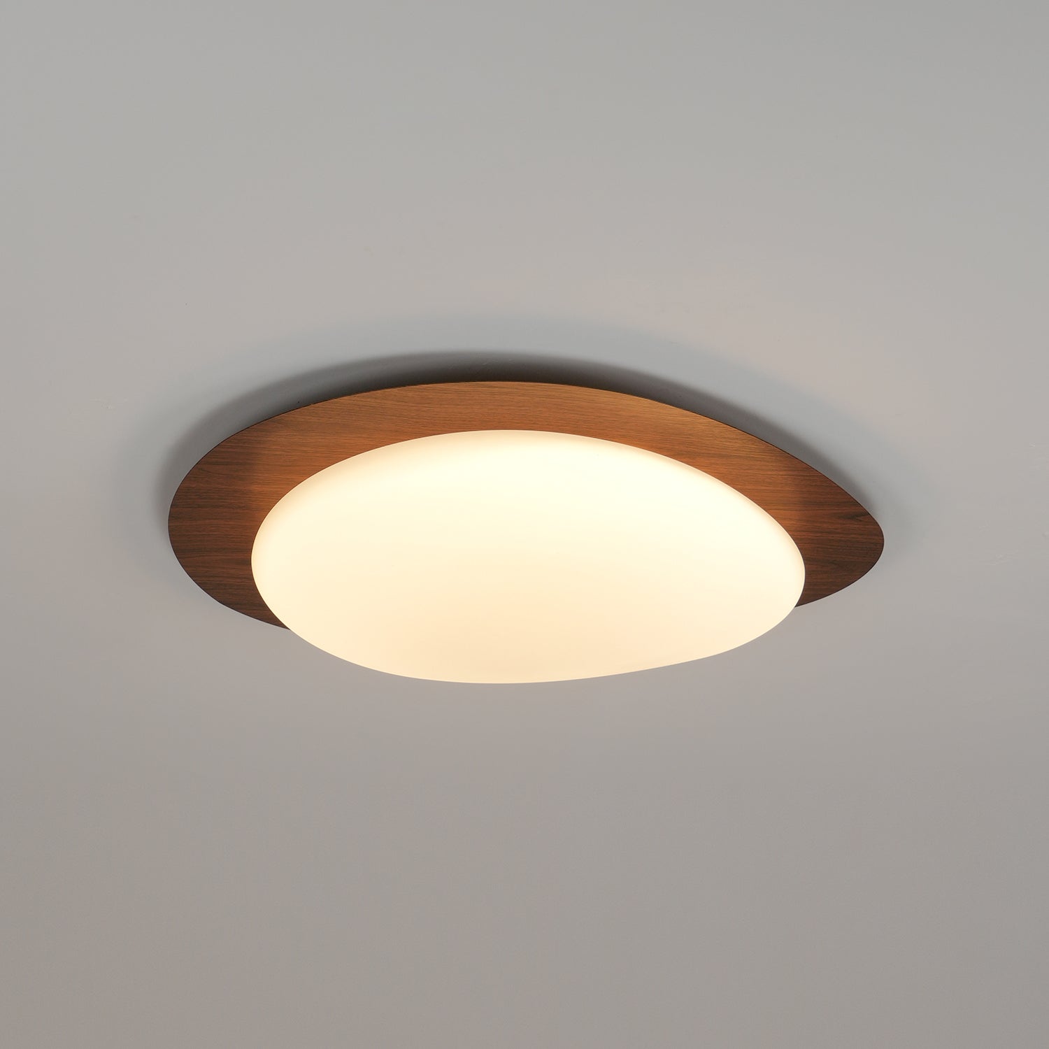NexaRipple Walnut Pebble Ceiling Light With Warm Glow - OpalDwell