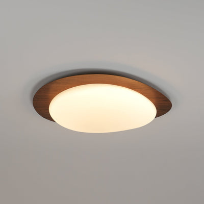 NexaRipple Walnut Pebble Ceiling Light With Warm Glow - OpalDwell