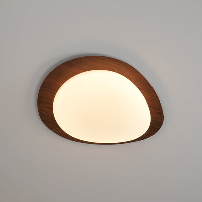 NexaRipple Walnut Pebble Ceiling Light With Warm Glow - OpalDwell