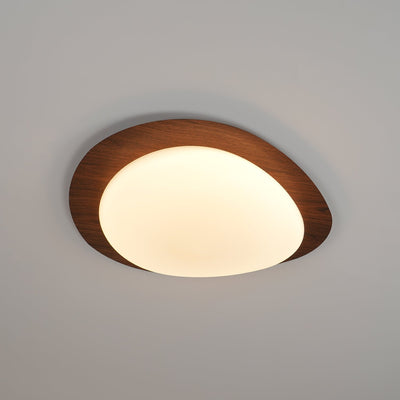 NexaRipple Walnut Pebble Ceiling Light With Warm Glow - OpalDwell