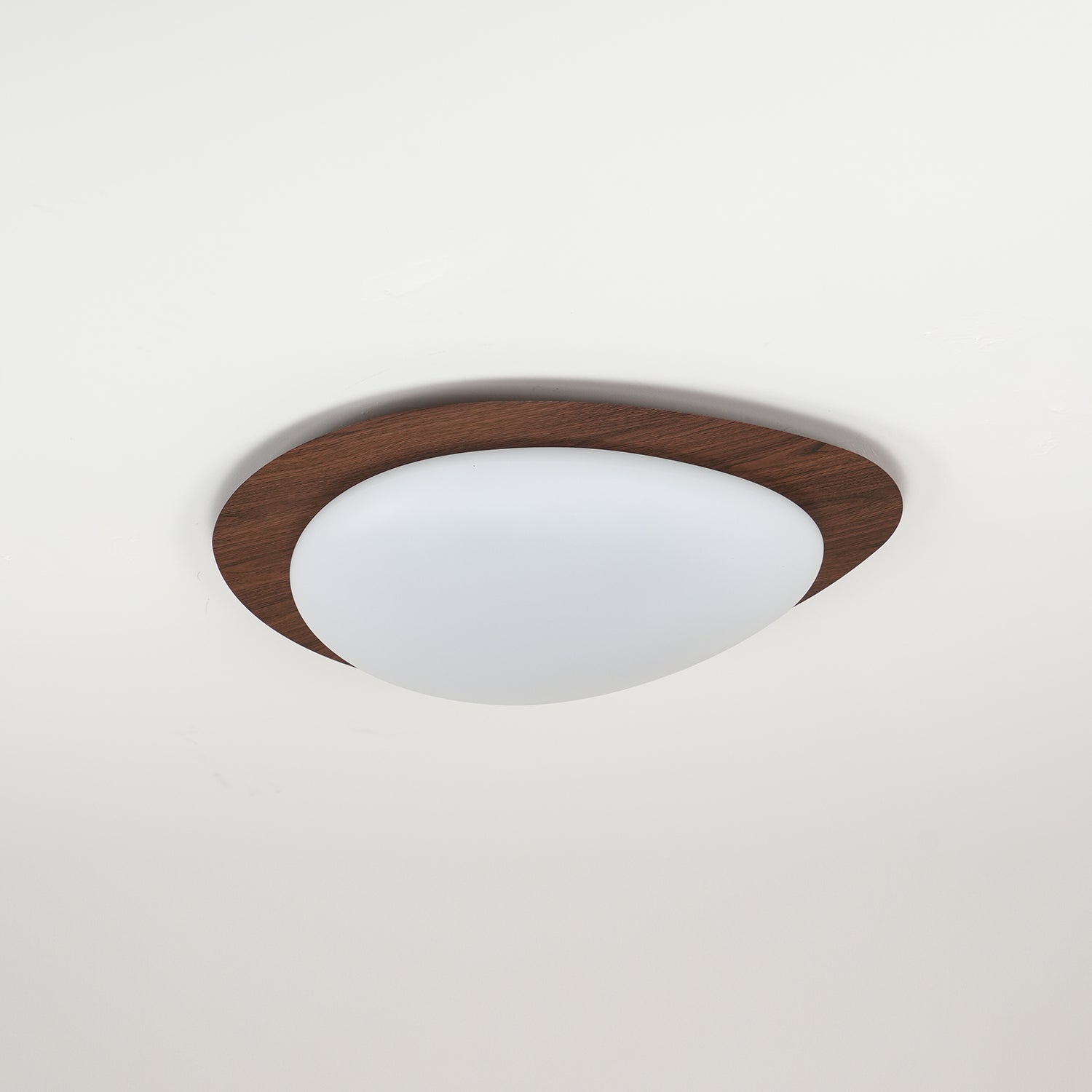 NexaRipple Walnut Pebble Ceiling Light With Warm Glow - OpalDwell