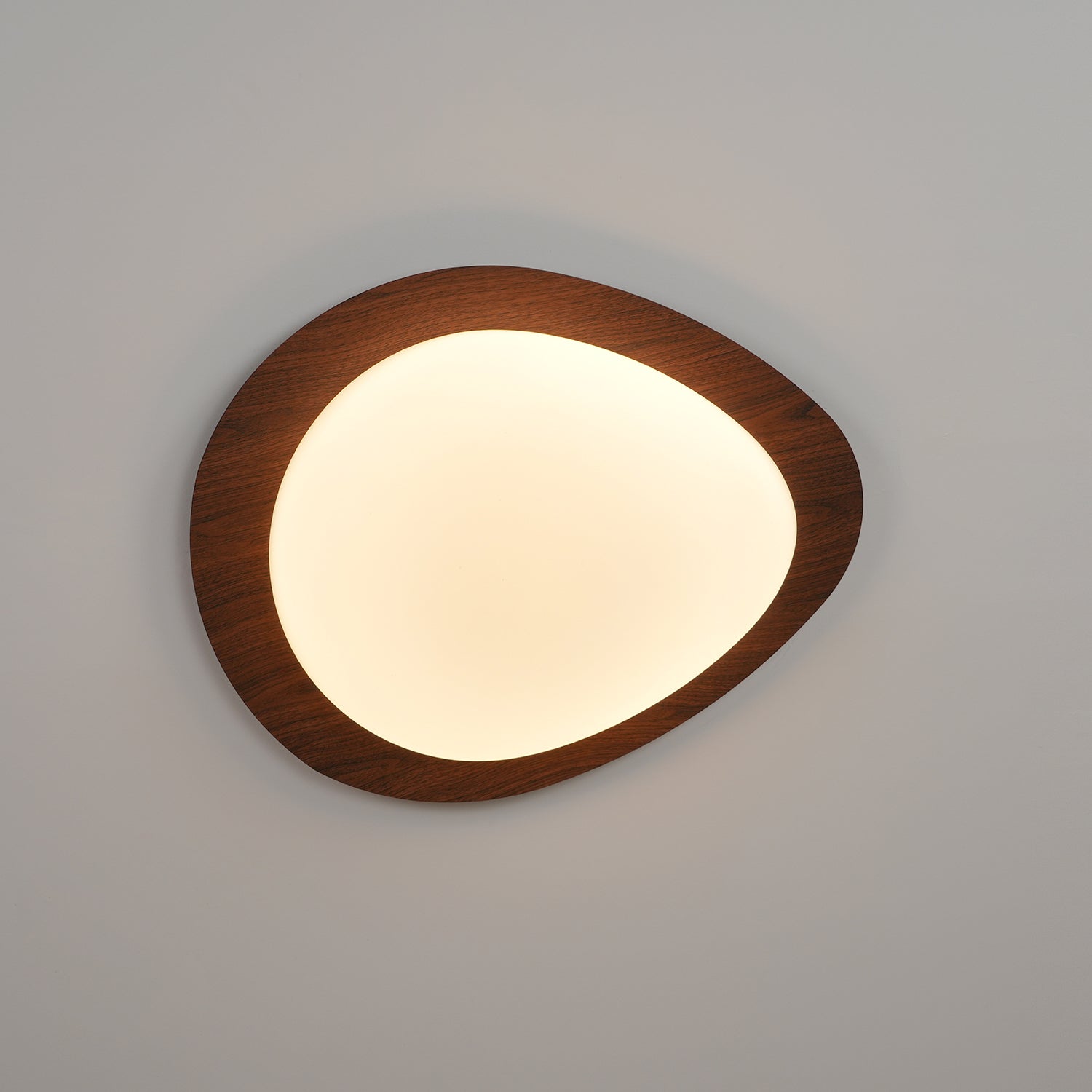 NexaRipple Walnut Pebble Ceiling Light With Warm Glow - OpalDwell