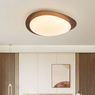 NexaRipple Walnut Pebble Ceiling Light With Warm Glow - OpalDwell