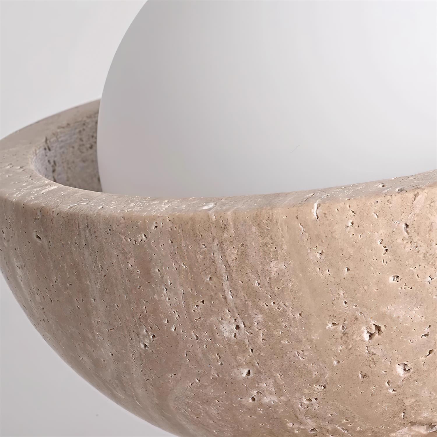 SylvaLux Travertine Ceiling Light with Wood Accent Fixture - OpalDwell