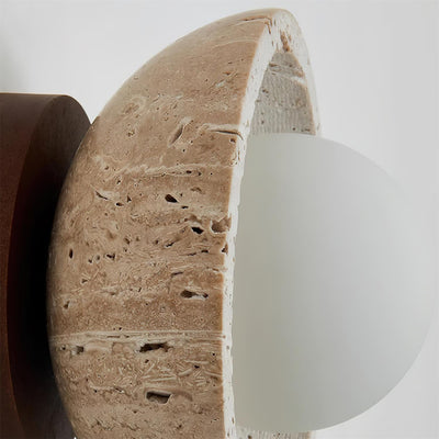 SylvaLux Travertine Ceiling Light with Wood Accent Fixture - OpalDwell