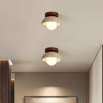 SylvaLux Travertine Ceiling Light with Wood Accent Fixture - OpalDwell
