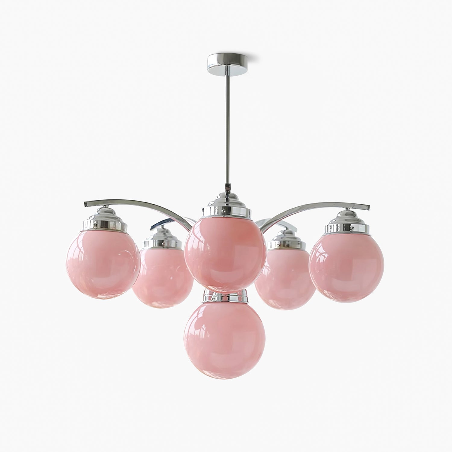 Eloria Round Pink and White Chandelier Elegant Glow - OpalDwell