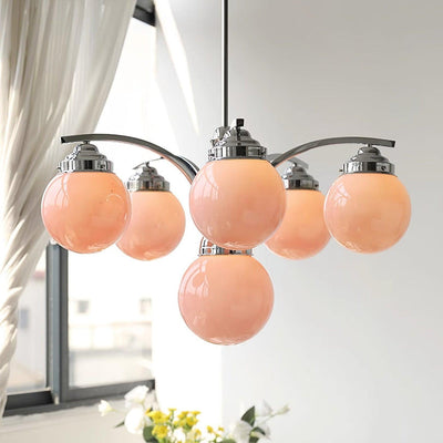 Eloria Round Pink and White Chandelier Elegant Glow - OpalDwell
